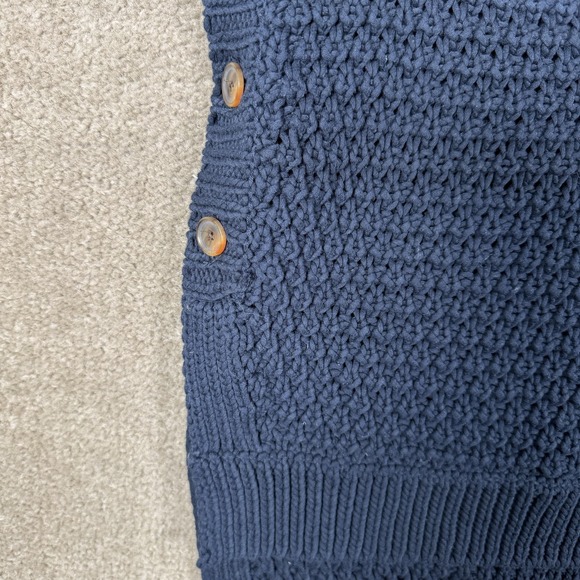 Maeve Sweater Vest Womens Medium Blue Open Knit V Neck Side Button Tunic Chunky - Picture 6 of 13